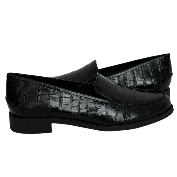 Easy Spirit Racer Loafers Black Croc Embossed Leather Loafer NEW Size 7 NARROW - Picture 9 of 9
